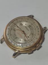 NICOLET WATCH CHRONOGRAPH COIN EDGE CASE GOLD FILLED 40MM ORIGINAL DIAL CA 1950s