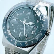 END Timex Q Series Warp Watch Quartz Day Date Gray Dial 38mm Box Set Rare