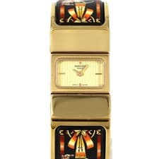 Authentic Hermès Roquet Enamel Gold Plated LO1.201 Gold Plated Quartz #260-...