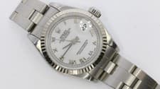 Rolex Datejust 69174 Fluted Bezel Oyster Bracelet Watch 26mm White Roman Dial