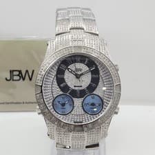 NEW JBW Men's Luxury Jet Setter 2.34 CTW Diamond Silver Watch Stainless J63248B