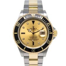 Rolex Submariner Date Gold & Steel 16613 Champagne Serti - Pre-owned