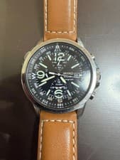 SEIKO Men's Watch V172-0AG0 Solar Chronograph Orange Strap