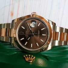 Rolex Datejust 41 Brown 126301 V.Good 2023 41mm 18k RG Full Set Mens Steel Watch