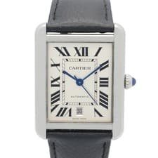 CARTIER Tank Solo XL Wrist Watch WSTA0029 Quartz SS Leather belt Used mens