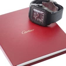 CARTIER SANTOS 100 WSSA0006 38mm SS Black Dial Automatic Leather Strap #C102