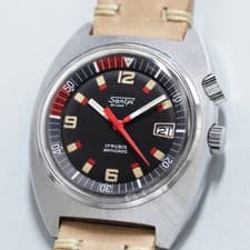 SANTPI Deluxe Diver 1970s Vintage Watch Black Dial Inner Bezel Cal.Lorsa P75
