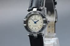 Vintage 1980s OMEGA Constellation Roman Bezel Blue Hands Ladies Cal.1455 [Exc+5]