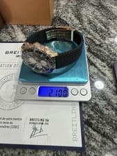 breitling 18k rose gold watch. Working, Box And Paper.