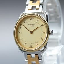 Vintage HERMES Arceau AR3.220 25mm Gold Dial  Qz Women's Watch From JAPAN