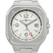 BELL&ROSS WATCH BR05 GMT BR05G-SI-ST/SST AUTOMATIC SILVER SEE-THROUGH BACK MEN'S
