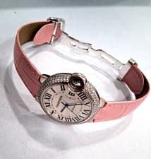 Cartier Ballon Bleu 36mm WE900651 3004 Silver White Gold Leather Ladies Watch