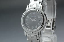 *Near MINT* HERMES Clipper CL4.210 Gray Dial Date 24mm Quartz Ladies Watch JAPAN