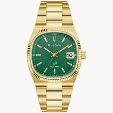 Brand New Bulova 97B237 Super Seville Green Dial Gold Tone Precisionist Watch
