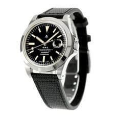 NAVAL WATCH Men's Automatic Black Leather Band Stainless Steel New From Japan