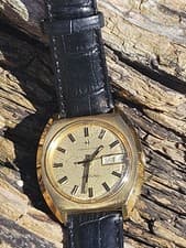 Vintage Men's Hamilton Electronic Gold Plated Water Resistant  Runs Great 1970's