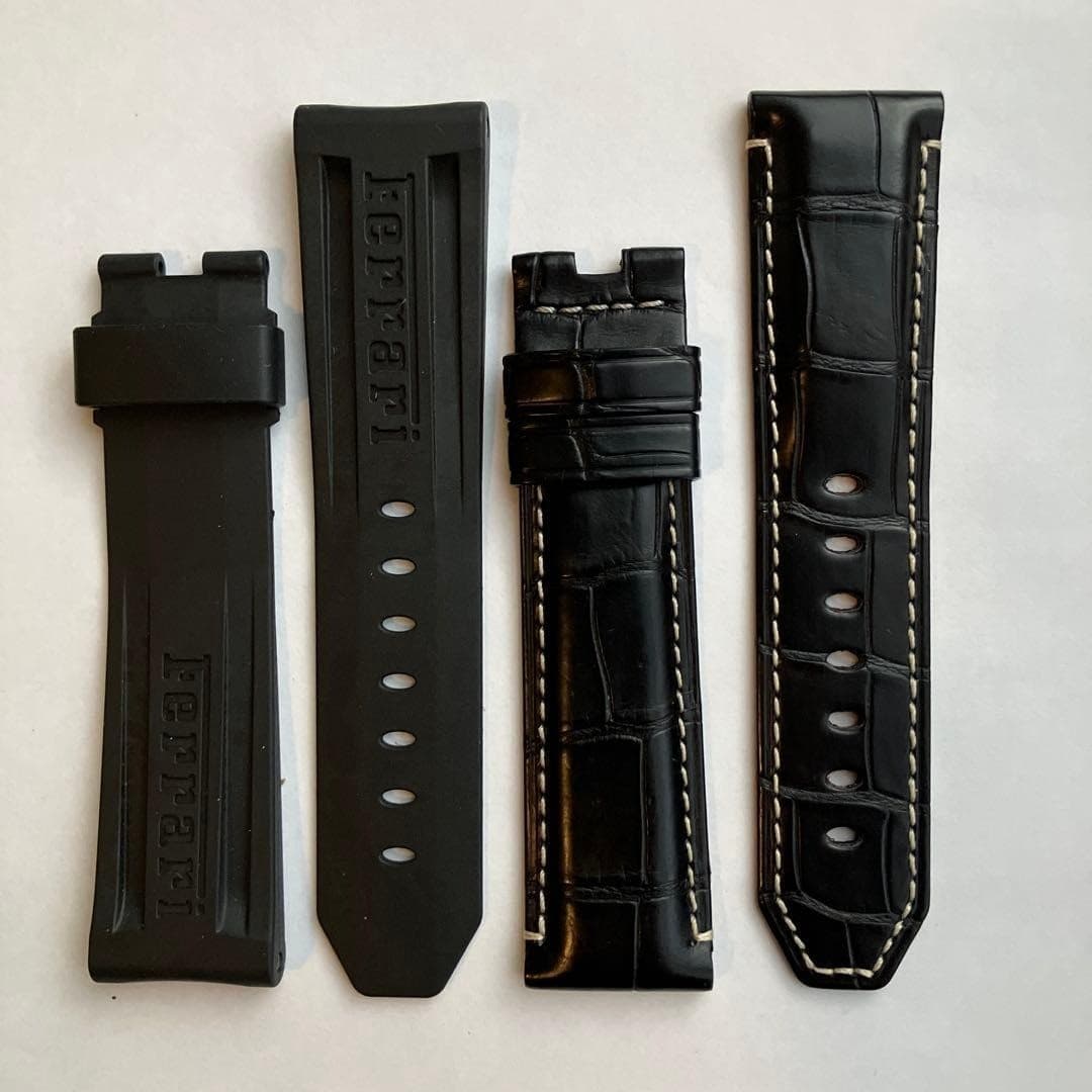 FERRARI x PANERAI Belt Set Sporty Rubber & Leather Straps 24mm Folding Buckle