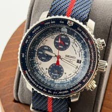 Seiko 7T62-0EB0 Pilot Chronograph Watch Blue Rare Authentic Timepiece