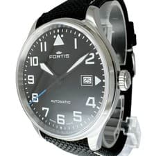 FORTIS Pilot Classic Date Automatic Black Dial Stainless Steel Men's Watch Boxed