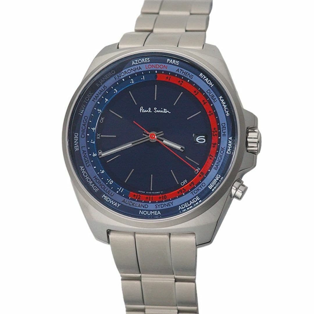 Paul Smith Closed Eyes World Time KL5-211-71 Men's Watch Navy Pre-owned From Jap