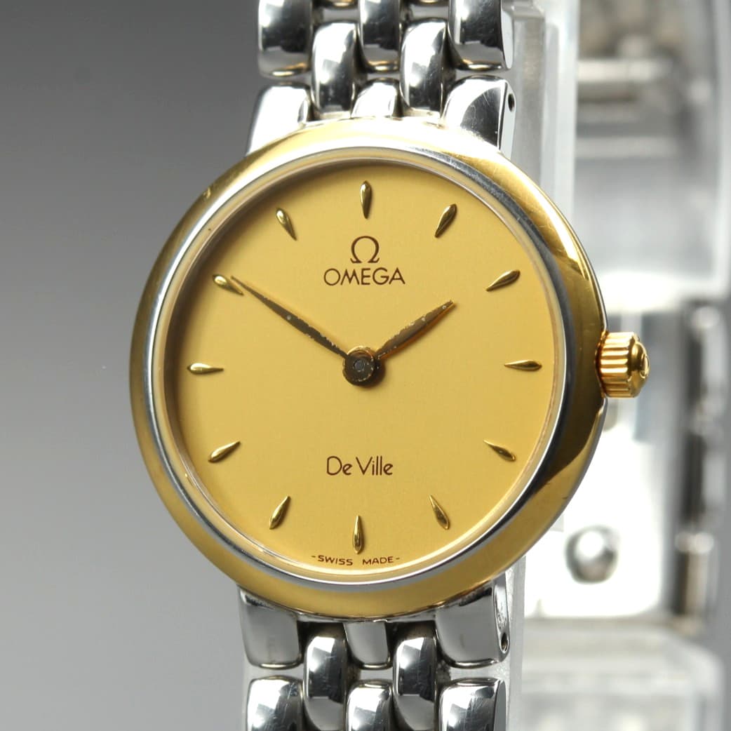 [Near MINT] Vintage 1993 OMEGA De Ville Cal.1470 Quartz Gold 23mm Women's Watch