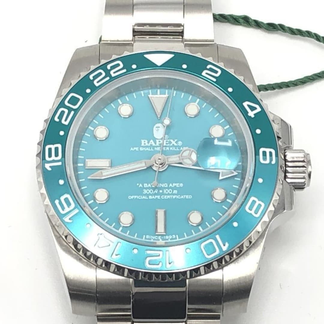 A BATHING APE Type 2 BAPEX Watch Blue Silver Used Accessories Included From Japa