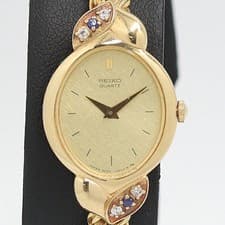 Seiko 2E20-5320 QZ Gold Dial Bracelet Watch Women's Excellent Condition