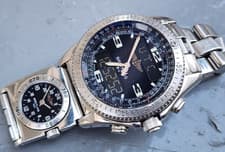 A68362 Breitling B-1 UTC Watch 44mm Steel Quartz Black Dial Digital Chronograph
