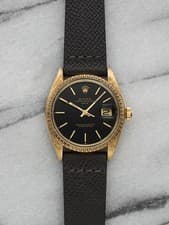 Vintage 1979 Rolex Date 15037 Yellow Gold Auto Black Stick Dial 34mm