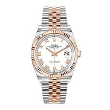Rolex Datejust 36 Watch 36MM White Roman Numerals Dial Rose Gold