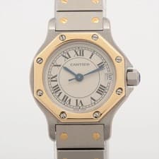 Cartier Santos Octagon 187903 SS×YG SS×YG QZ Ivory-Face 1 Extra Link