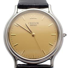 SEIKO CREDOR SIGNO GCAR051 8J81-6A30 Quartz Gold Dial Leather Men's Watch