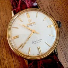 OMEGA Seamaster De Ville Automatic Gold Case Burgundy Leather Strap