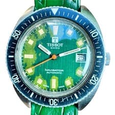Vintage Tissot Navigator Automatic 1970s Dive Watch 44646-3X Green Dial 37mm Men