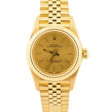 2000 PAPERS Rolex Oyster Perpetual 24mm CHAMPAGNE 18K Gold JUBILEE 76198 BOX