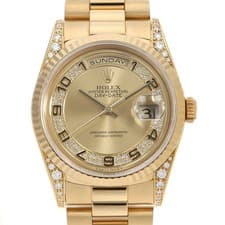 ROLEX Day Date Lug Diamond Milliard Diamond 18338MA Champagne Arabian W Numb...