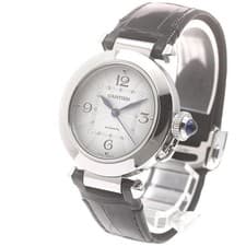 CARTIER PASHA DE CARTIER WSPA0012 35mm SS Silver Dial Leather Strap #C384