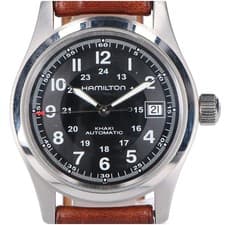 HAMILTON H70455533 Khaki Field Mechanical Automatic Watch Black / Silver / Brown