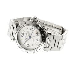 CARTIER PASHA C MERIDIAN W31029M7 35mm SS Silver Dial Automatic GMT Date #C486