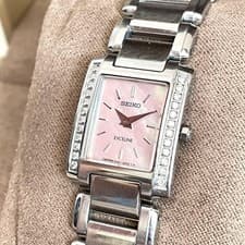 SEIKO Excelline Watch 24P Diamond Pink Shell Model 1F20-0AD0