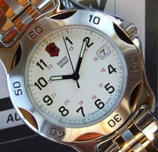 NOS SWISS ARMY~Men's ClaSSiC OFFICERS 1884 Polished GOLD TT RATCHET~SS BRACELET