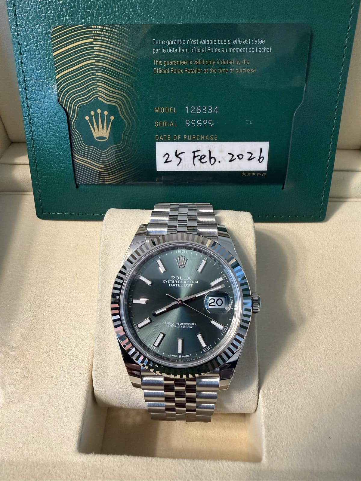 Rolex Datejust 41mm Mint Green 126334 BNIB 2026