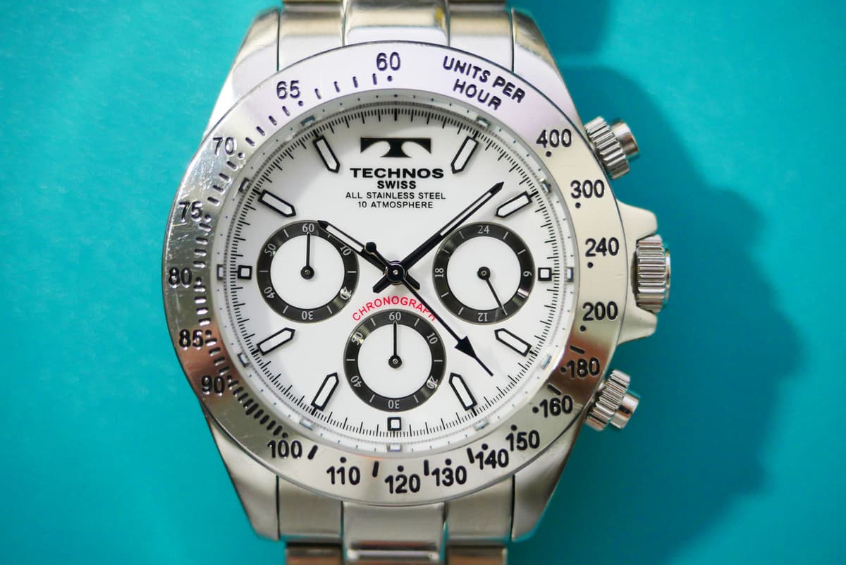 WTS Technos homage Rolex 16520 Daytona white inverted 6 dial