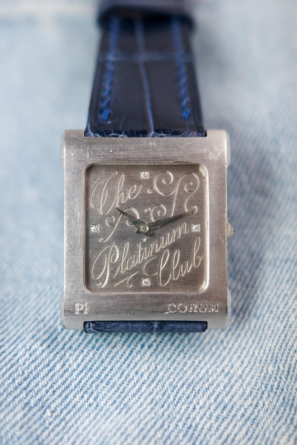 [WTS] Corum tank. Platinum case and dial. Super cool if you like funky watches. Inverted diaond on crown. Unpolishe and running at +\- 10 on the timegrapher. Original buckle (stainless) included. Available for $4850 no trades. Shipping from San Salvador, via UPS insured.