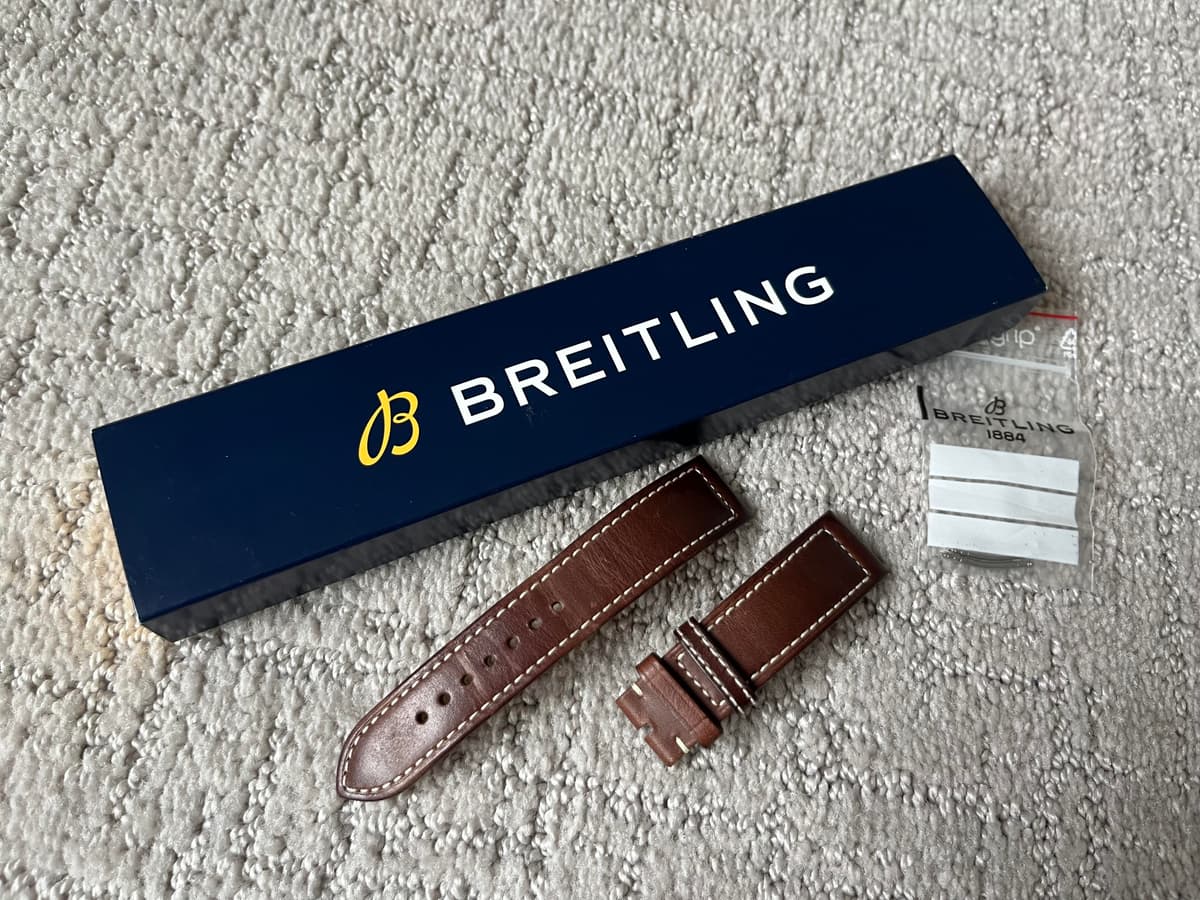 [WTS][US] Breitling Drakkar Calfskin Leather Strap - Brown - 20mm - 538X - With 2x Curved Spring Bars