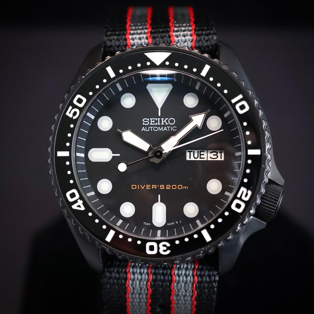 [WTS] Seiko SKX007 "Stealth" Mod with Upgrades | Black Cerakote Case, Black Ceramic Bezel, Double Dome Sapphire Crystal, NH36 Movement, 4 Included Straps | Includes Seiko Box | $250 Shipped