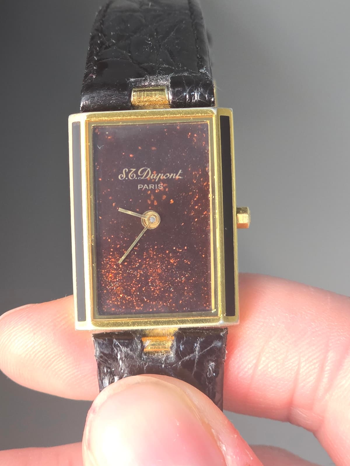 [WTS] S.T. Dupont Tank Watch, Gold Flake Dial with Chinese Lacquer Case