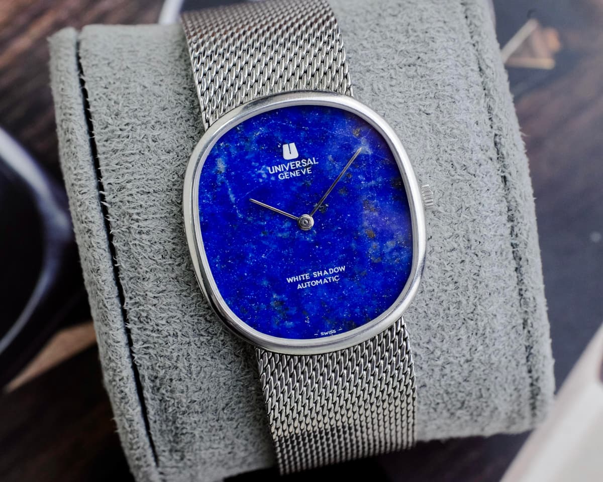 [WTS] Universal Genève White Shadow Ellipse ref. 866104 – Lapis Stone Dial Cal. 2-66 Micro-rotor Price 1680$