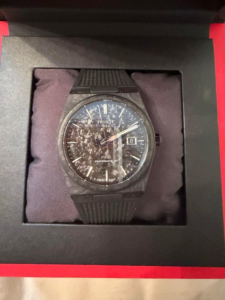 [WTS] (Tissot) (PRX Powermatic 80 Carbon) (like new worn once, box & papers, purchased about a month ago and don't like it) Asking $625 FIRM PPGS or meetup in NYC