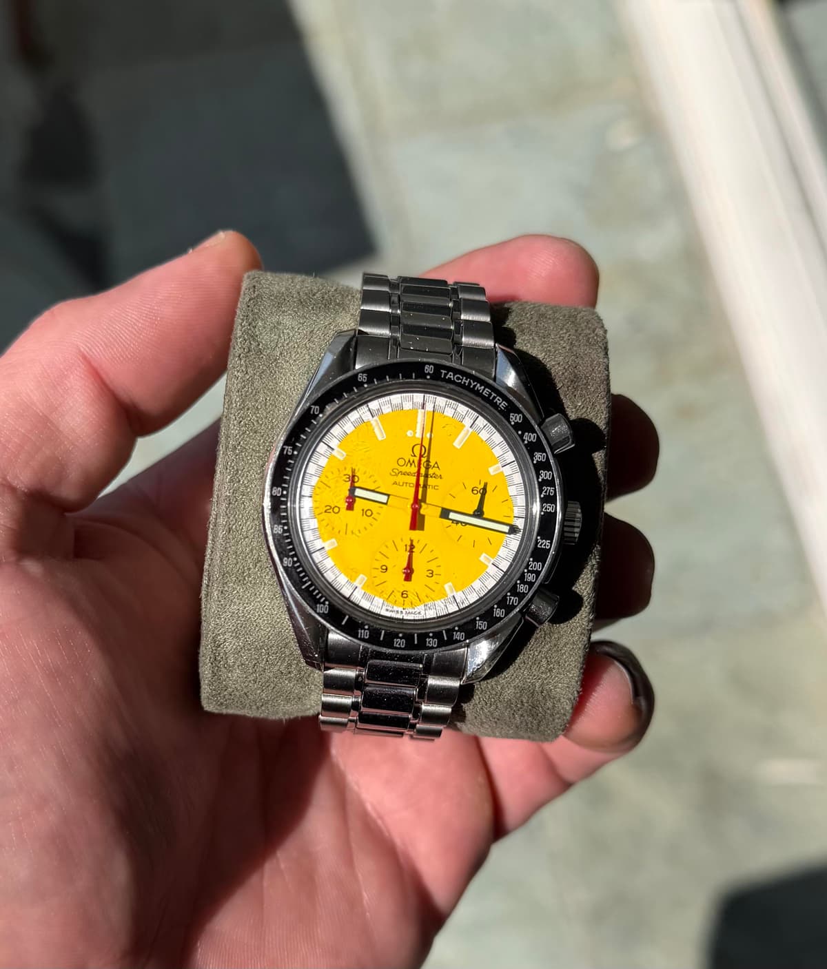 [WTS] Omega Speedmaster Reduced “Schumacher” – Yellow Dial $2,950
